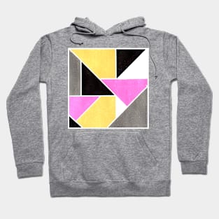 Inverted Black Pink Yellow Geometric Abstract Acrylic Painting Hoodie